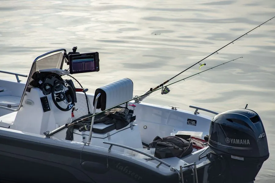 A center console fishing boat with a Yamaha outboard